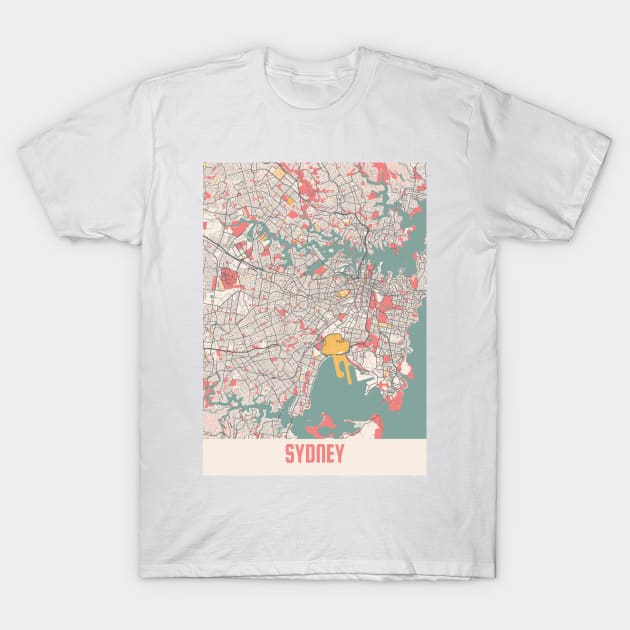 Sydney - Australia Chalk City Map T-Shirt by tienstencil